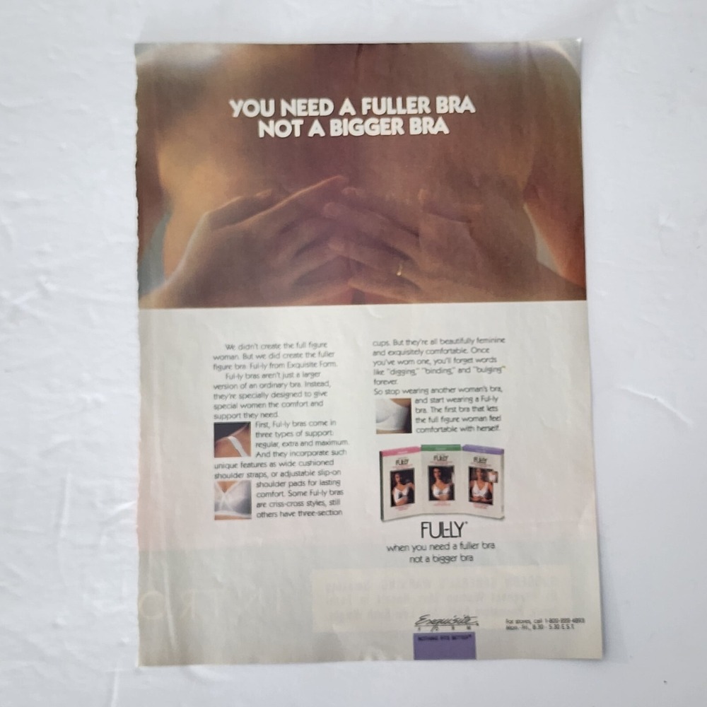 Vintage Print Ad FUL-LY Exquisite Form bra clipping 1990